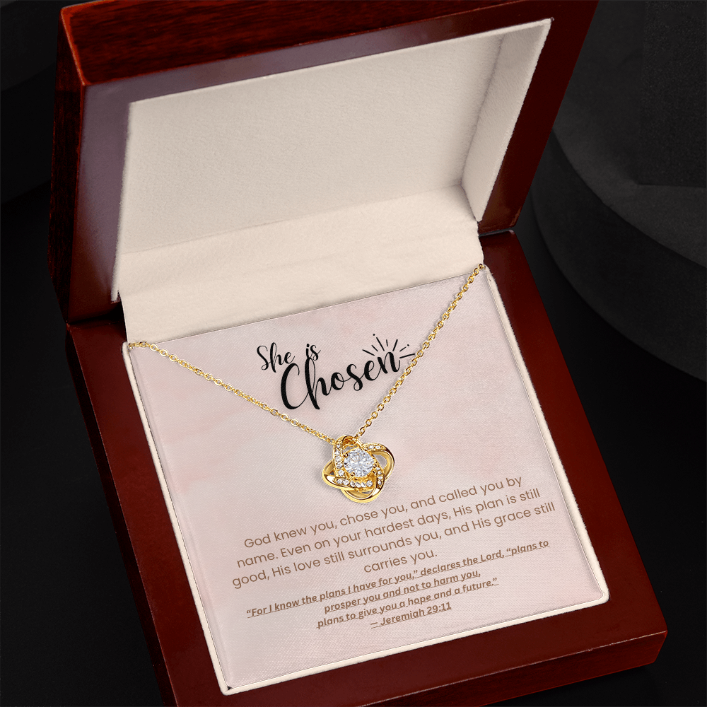 She Is Chosen – Faith-Based Christian Necklace with Jeremiah 29:11 Message Card
