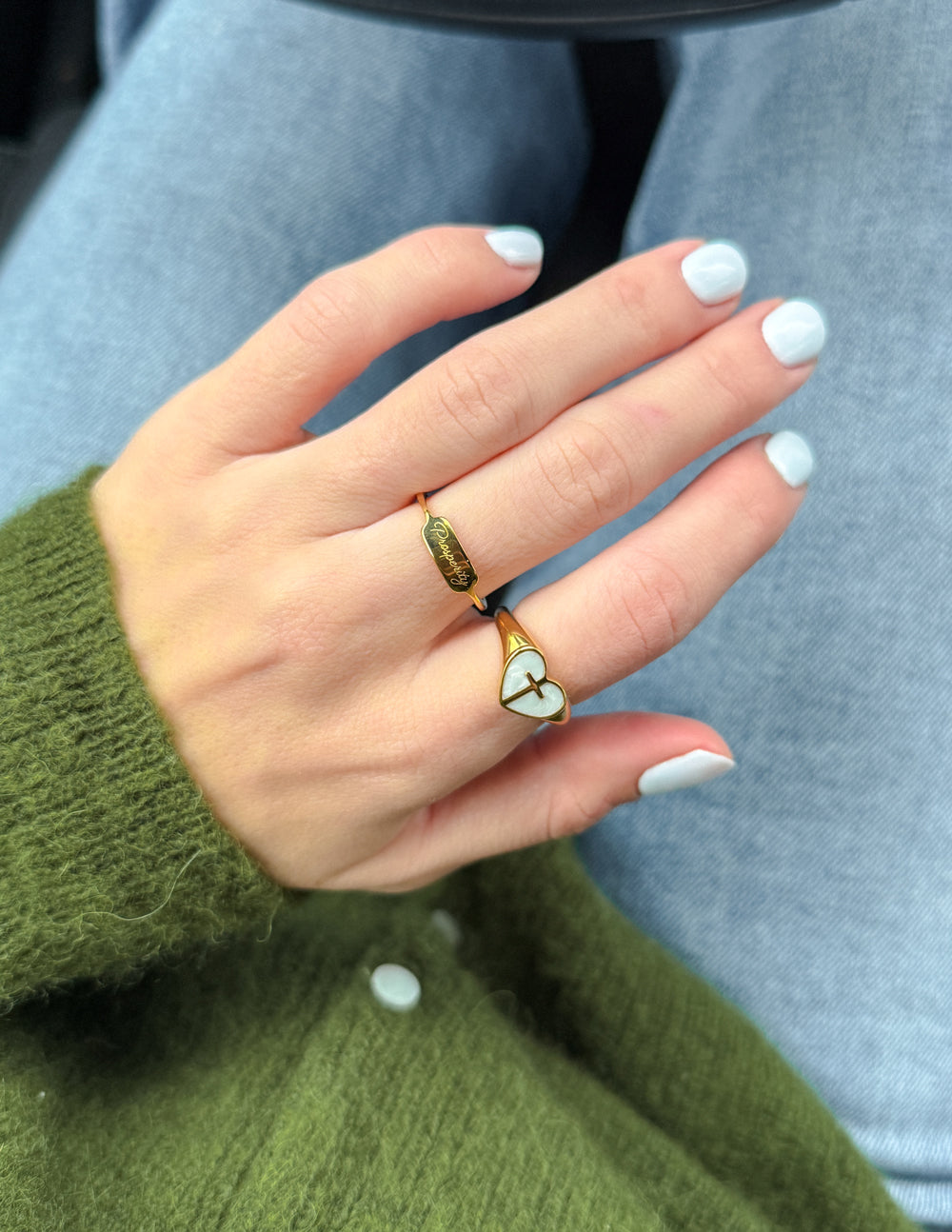 Enamel Heart Cross Ring