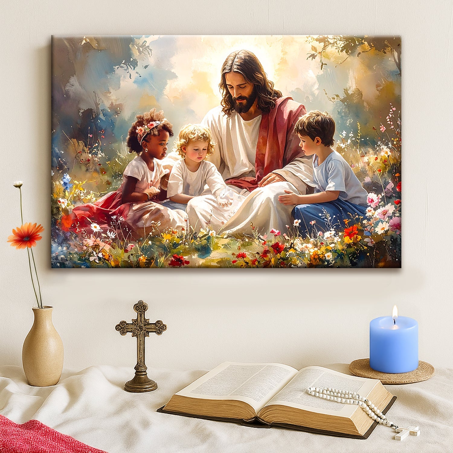 Jesus With Children Faith Wall Art VIII