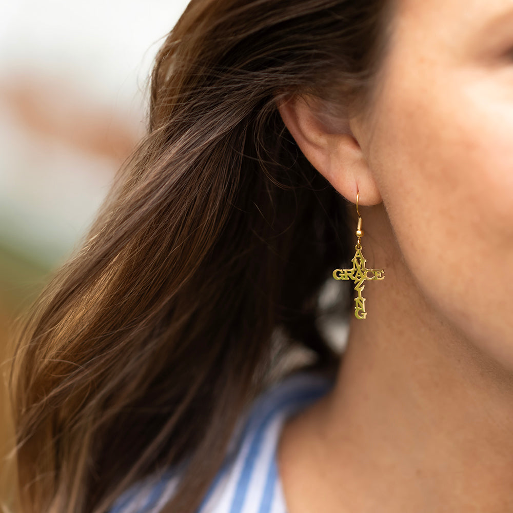 Amazing Grace Cross Earrings