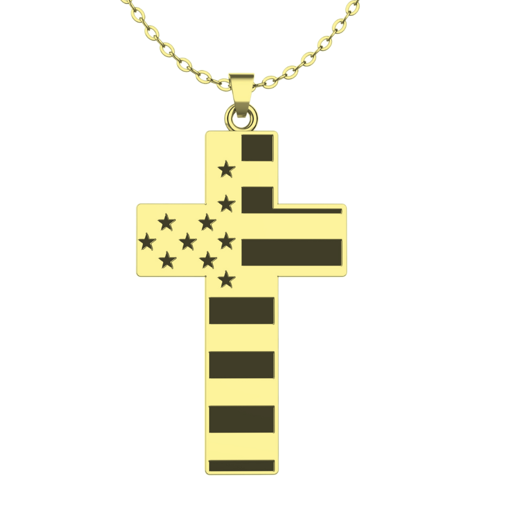American Flag Cross Necklace