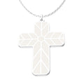 Geometric Enamel Cross Necklace - White