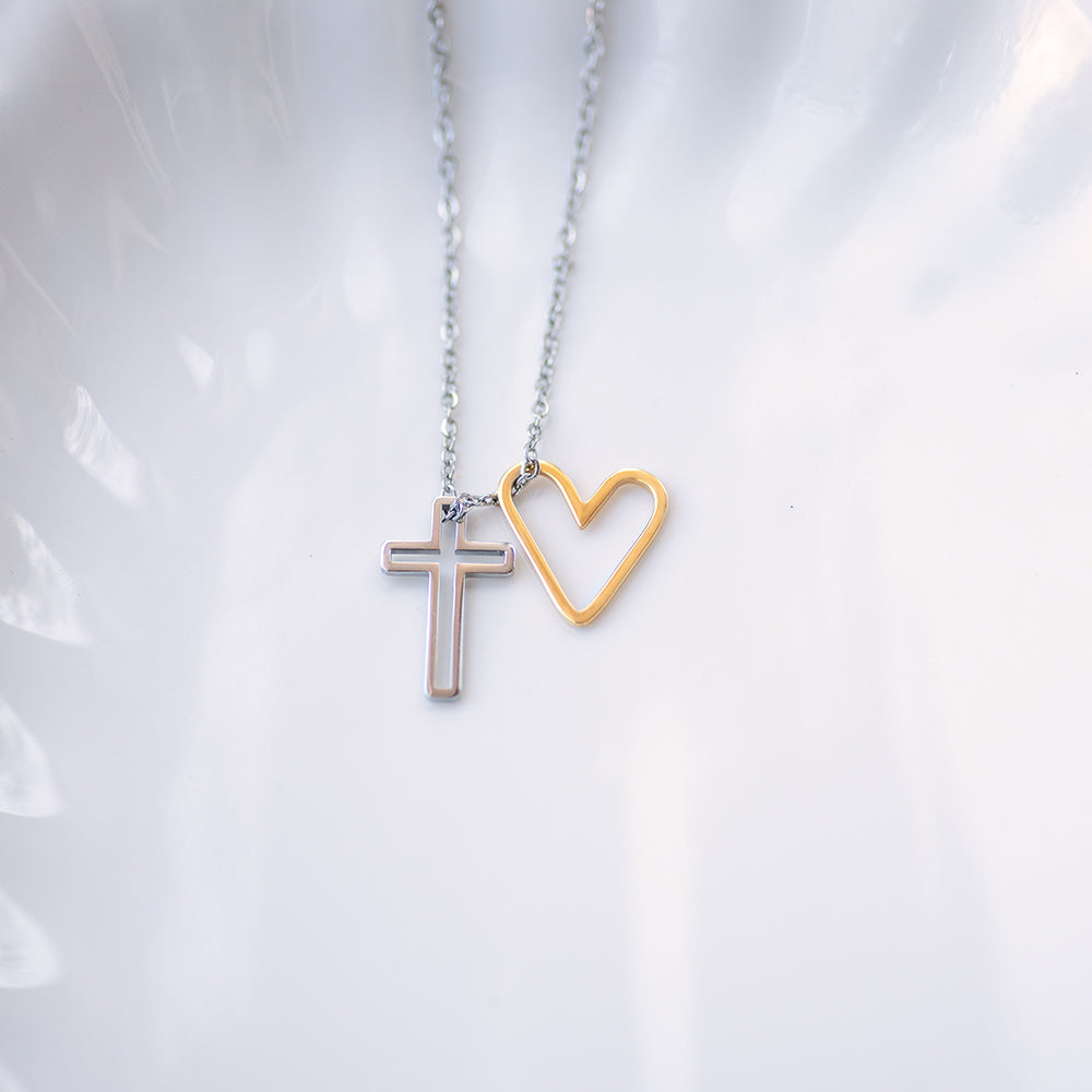 Open Heart Cross Necklace