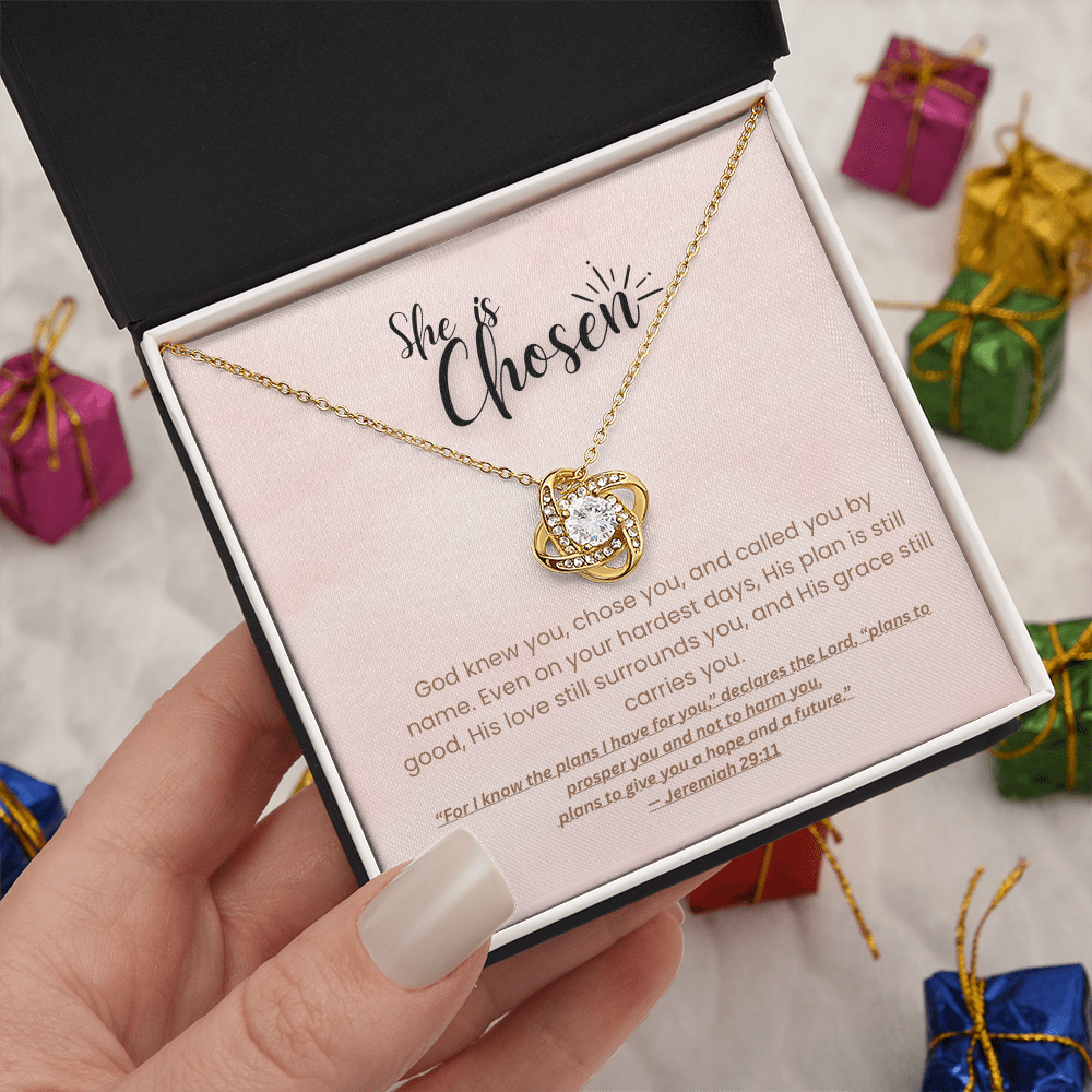 She is Chosen - Faith Necklace with Jeremiah 29:11 Message Card