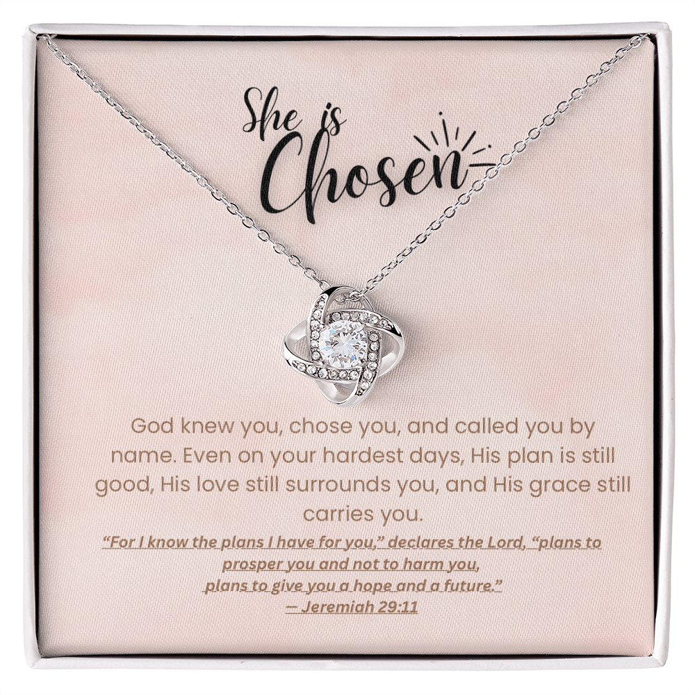 She is Chosen - Faith Necklace with Jeremiah 29:11 Message Card