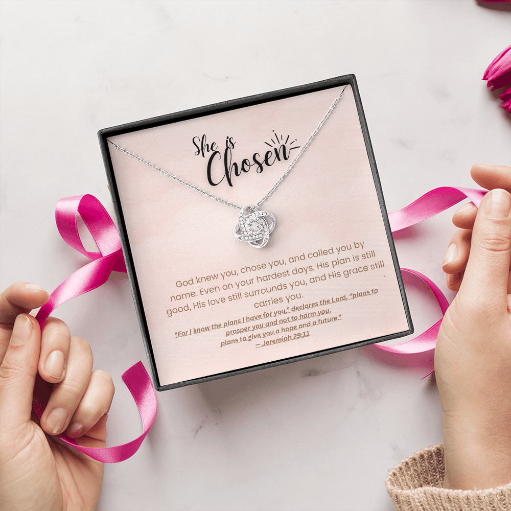 She is Chosen - Faith Necklace with Jeremiah 29:11 Message Card