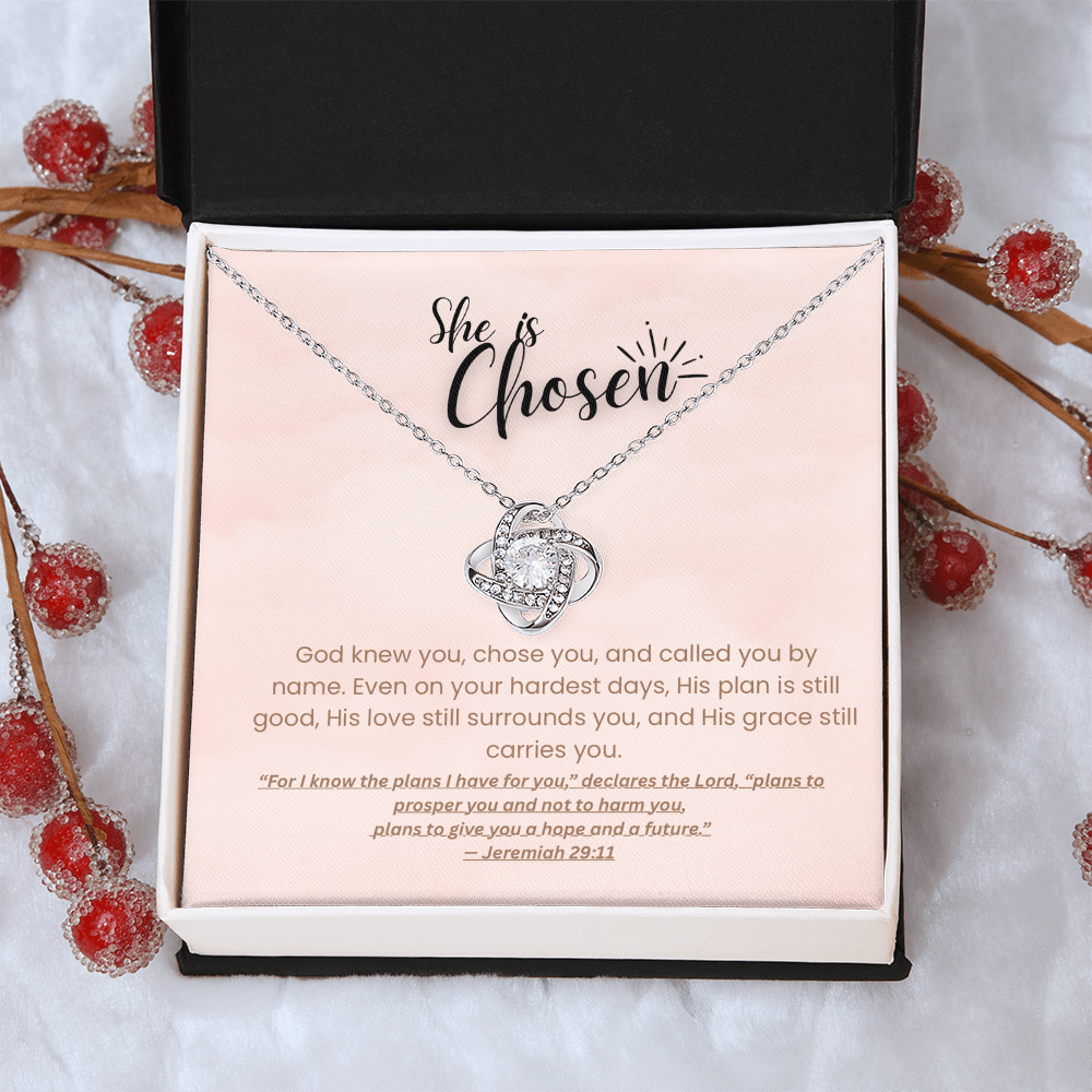 She is Chosen - Faith Necklace with Jeremiah 29:11 Message Card