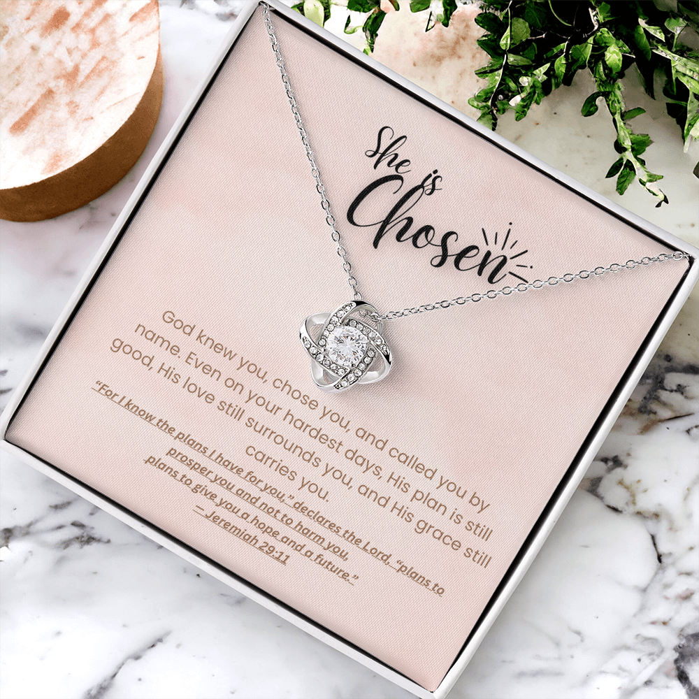 She is Chosen - Faith Necklace with Jeremiah 29:11 Message Card