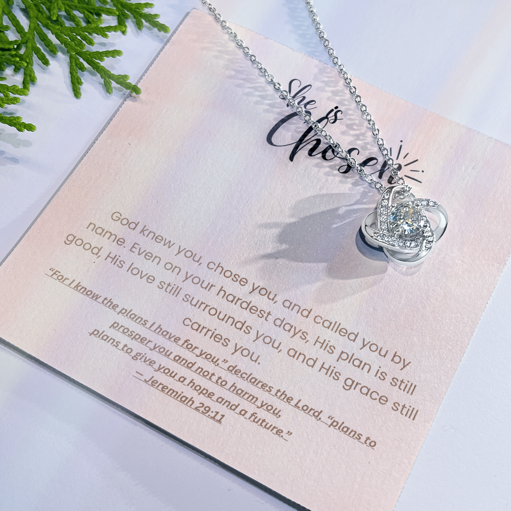 She is Chosen - Faith Necklace with Jeremiah 29:11 Message Card