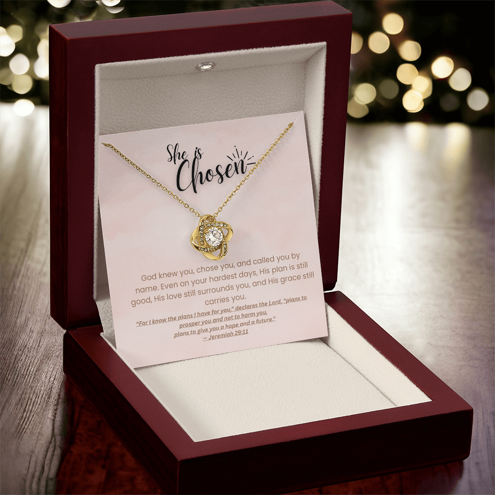 She is Chosen - Faith Necklace with Jeremiah 29:11 Message Card