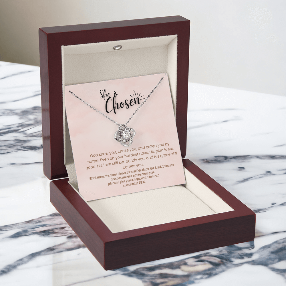 She is Chosen - Faith Necklace with Jeremiah 29:11 Message Card