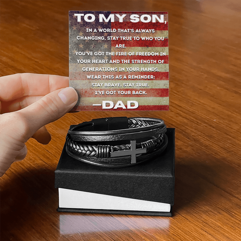 Stay True - American Flag , Leather Bracelet