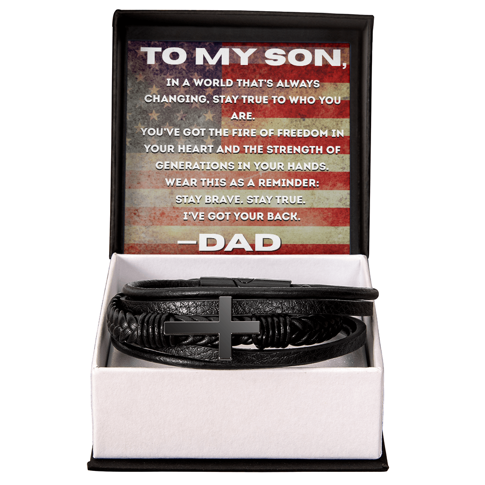 Stay True - American Flag , Leather Bracelet