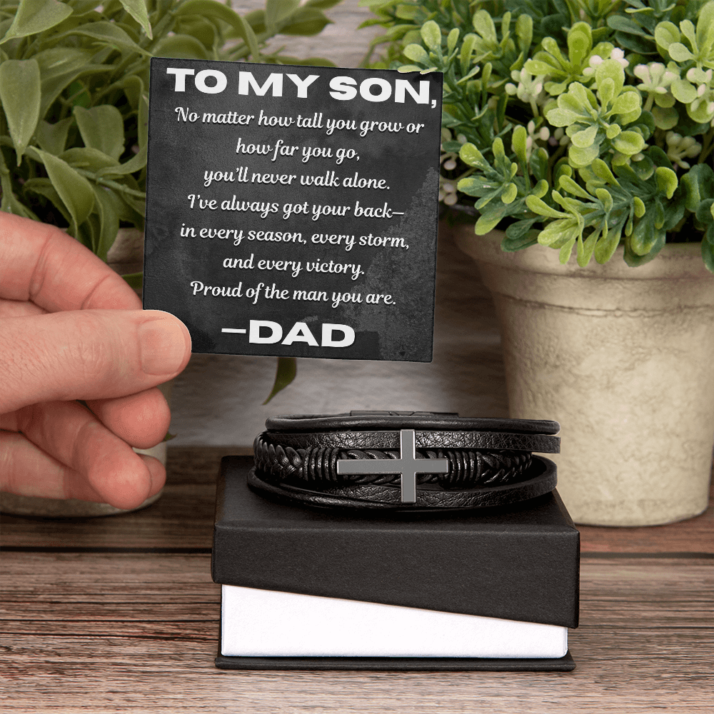 To My Son” Leather Bracelet – Always Got Your Back