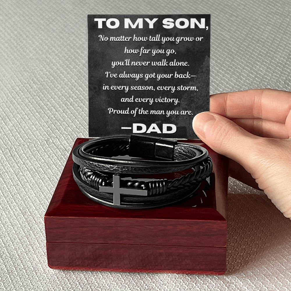 To My Son” Leather Bracelet – Always Got Your Back