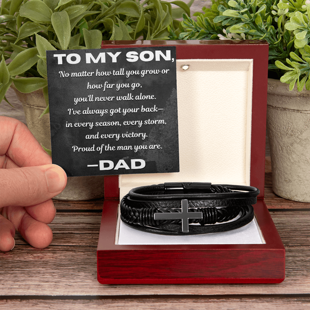 To My Son” Leather Bracelet – Always Got Your Back