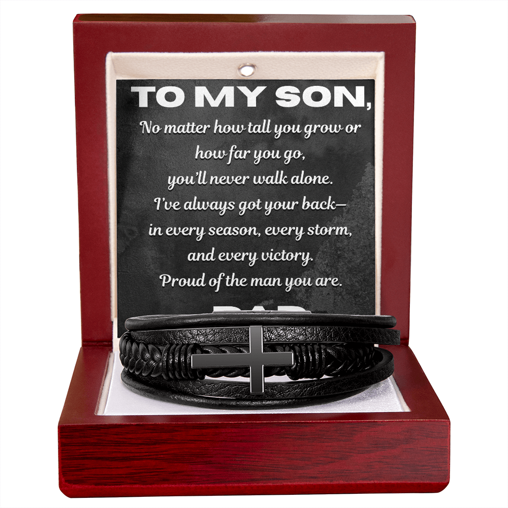 To My Son” Leather Bracelet – Always Got Your Back